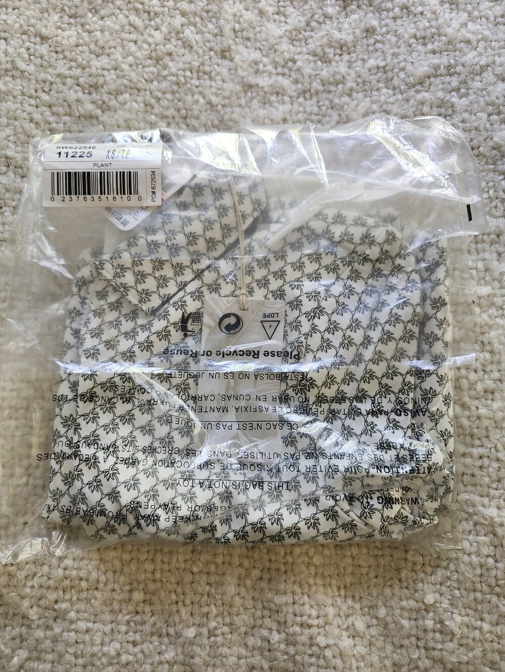 NWT Tommy Bahama Abby SS Short White Dress Palm-Print. Draw String Waist. - Picture 6 of 7